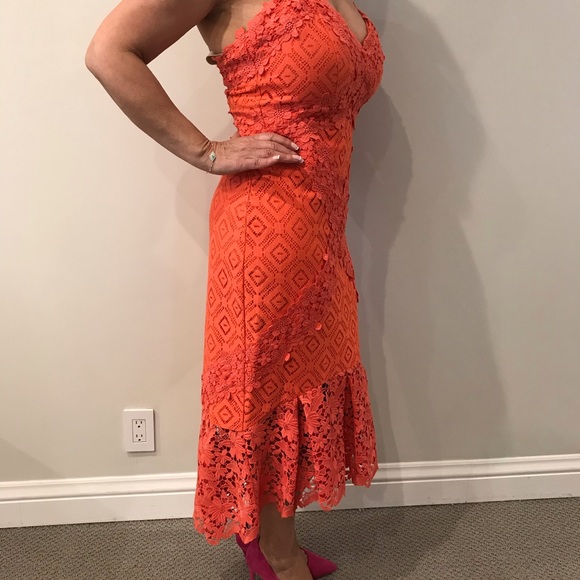 Orange lace cocktail dress NWT - Picture 2 of 5
